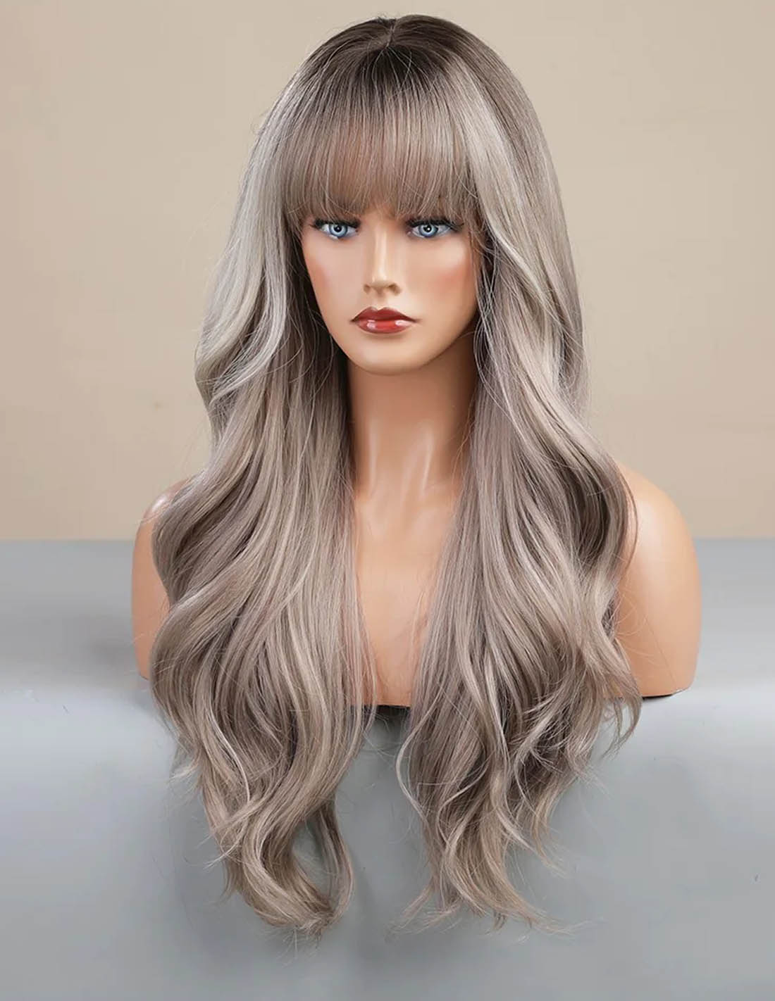 Peruca Par Sintetic SHARVANI Ombre Saten Mediu/ Blond Cenusiu