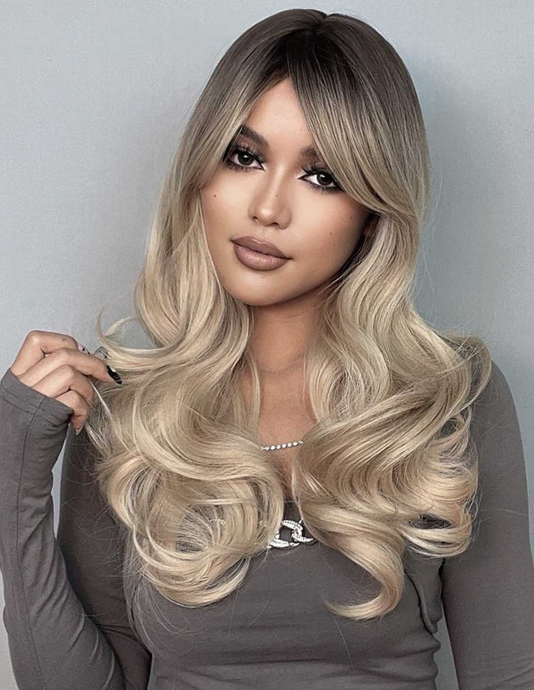 Peruca Par Sintetic IRMA Ombre Saten Inchis/ Blond Cenusiu