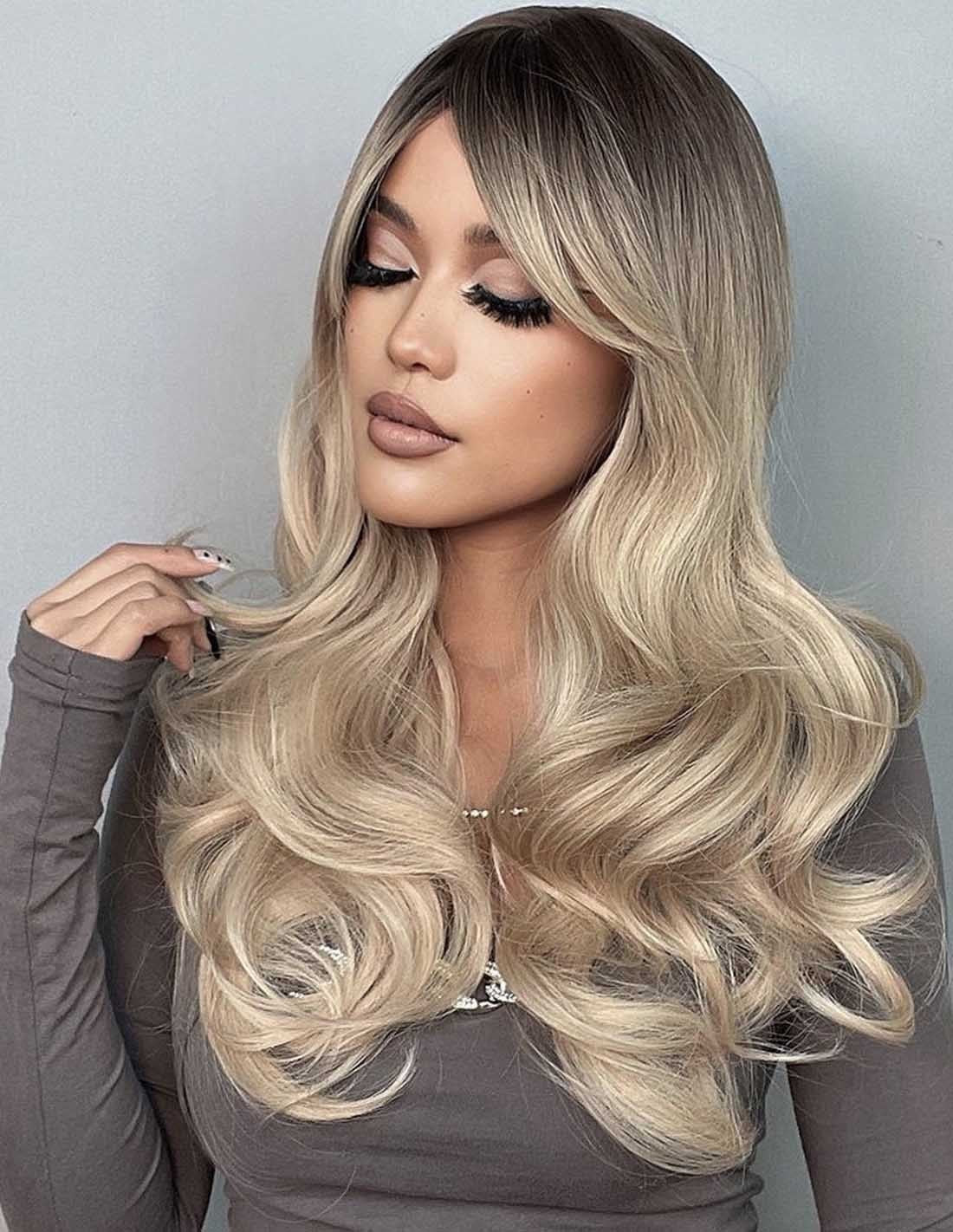 Peruca Par Sintetic IRMA Ombre Saten Inchis/ Blond Cenusiu