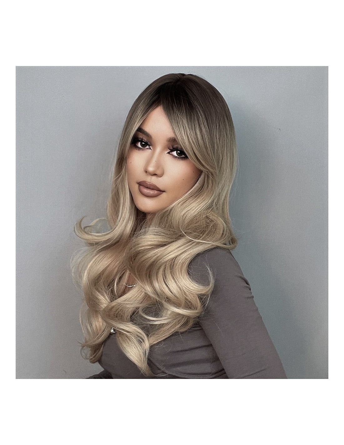 Peruca Par Sintetic IRMA Ombre Saten Inchis/ Blond Cenusiu