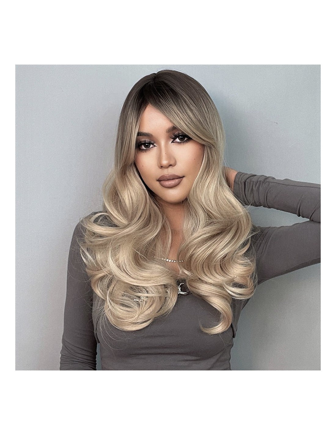 Peruca Par Sintetic IRMA Ombre Saten Inchis/ Blond Cenusiu