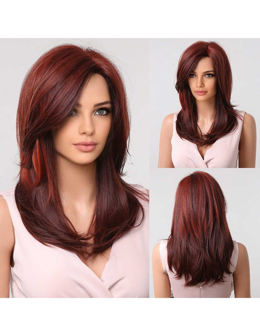 Peruca Par Sintetic KATY Balayage Roscat Intens/Visiniu
