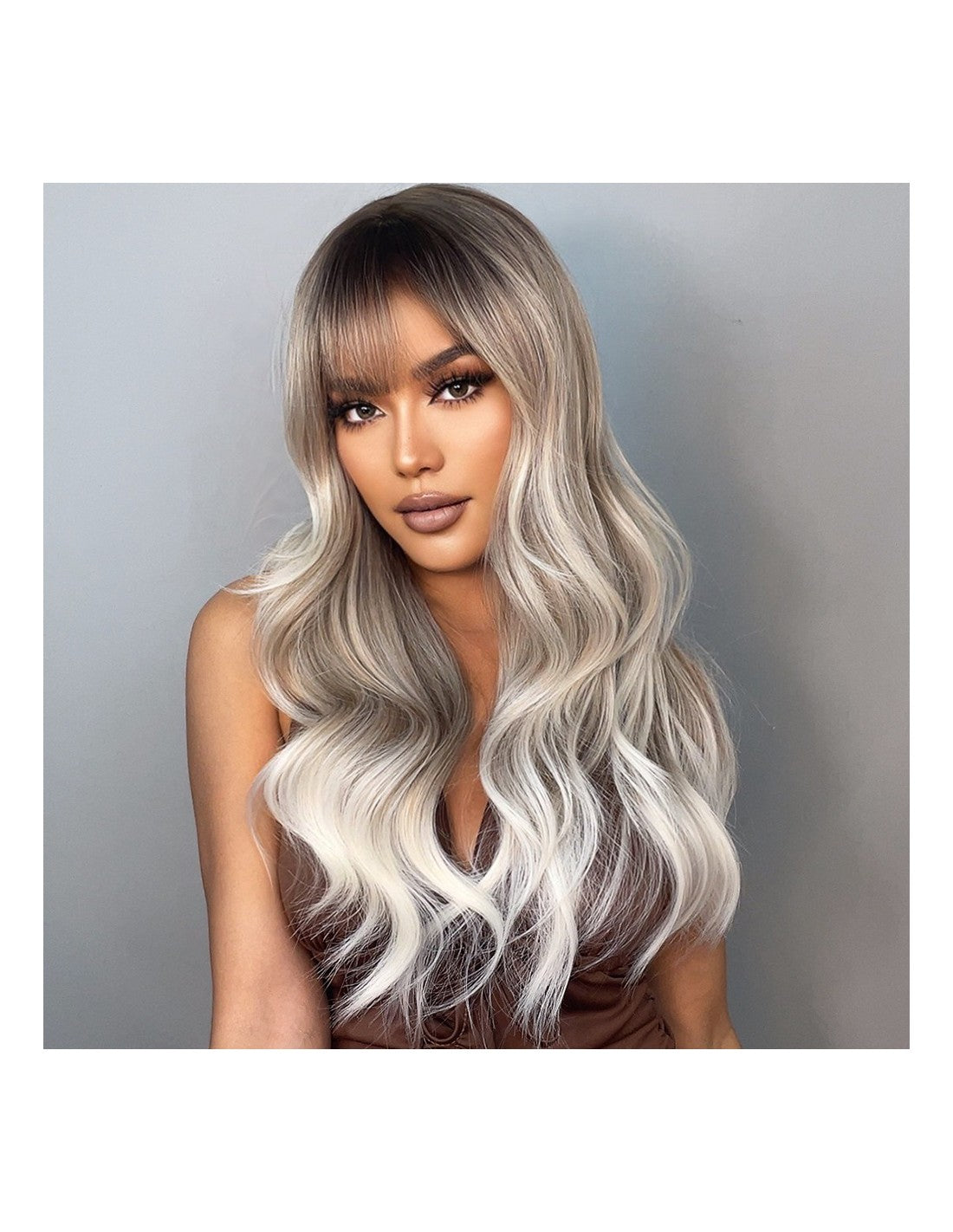 Peruca Par Sintetic IRISA Balayage Saten Inchis/Light Grey/White Blonde