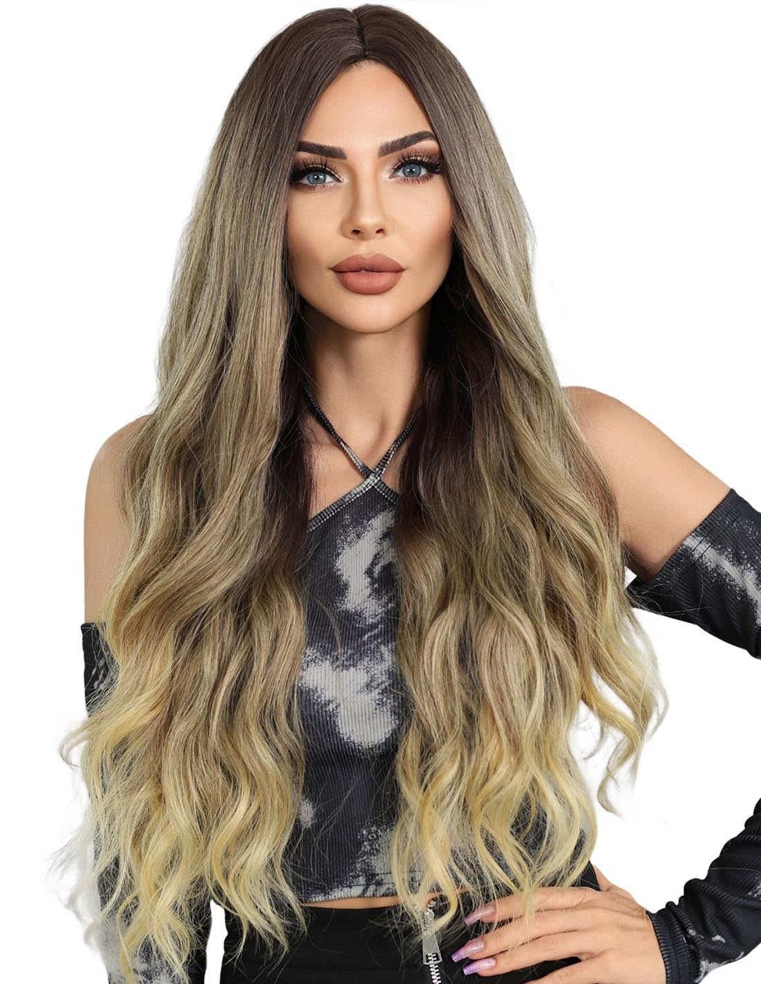 Peruca Par Sintetic DILARA Ombre Saten Mediu/Blond Aluna