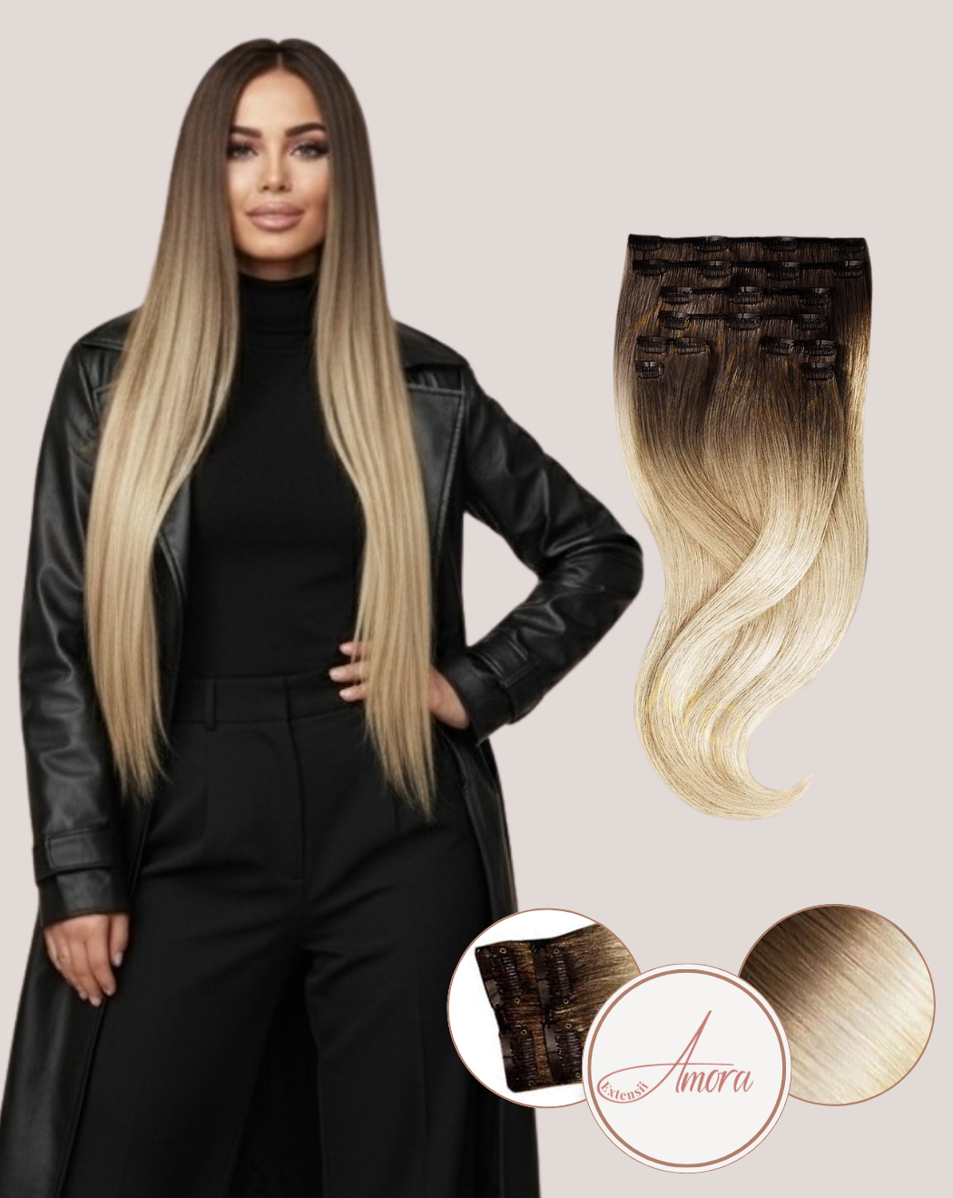 Extensii Clip On Amora Ombre 2/60