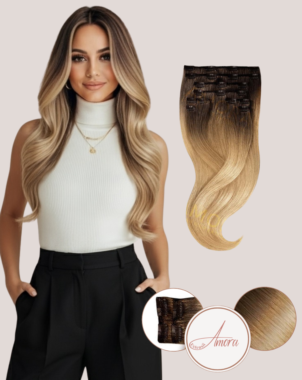 Extensii Clip On Amora Ombre 2/16