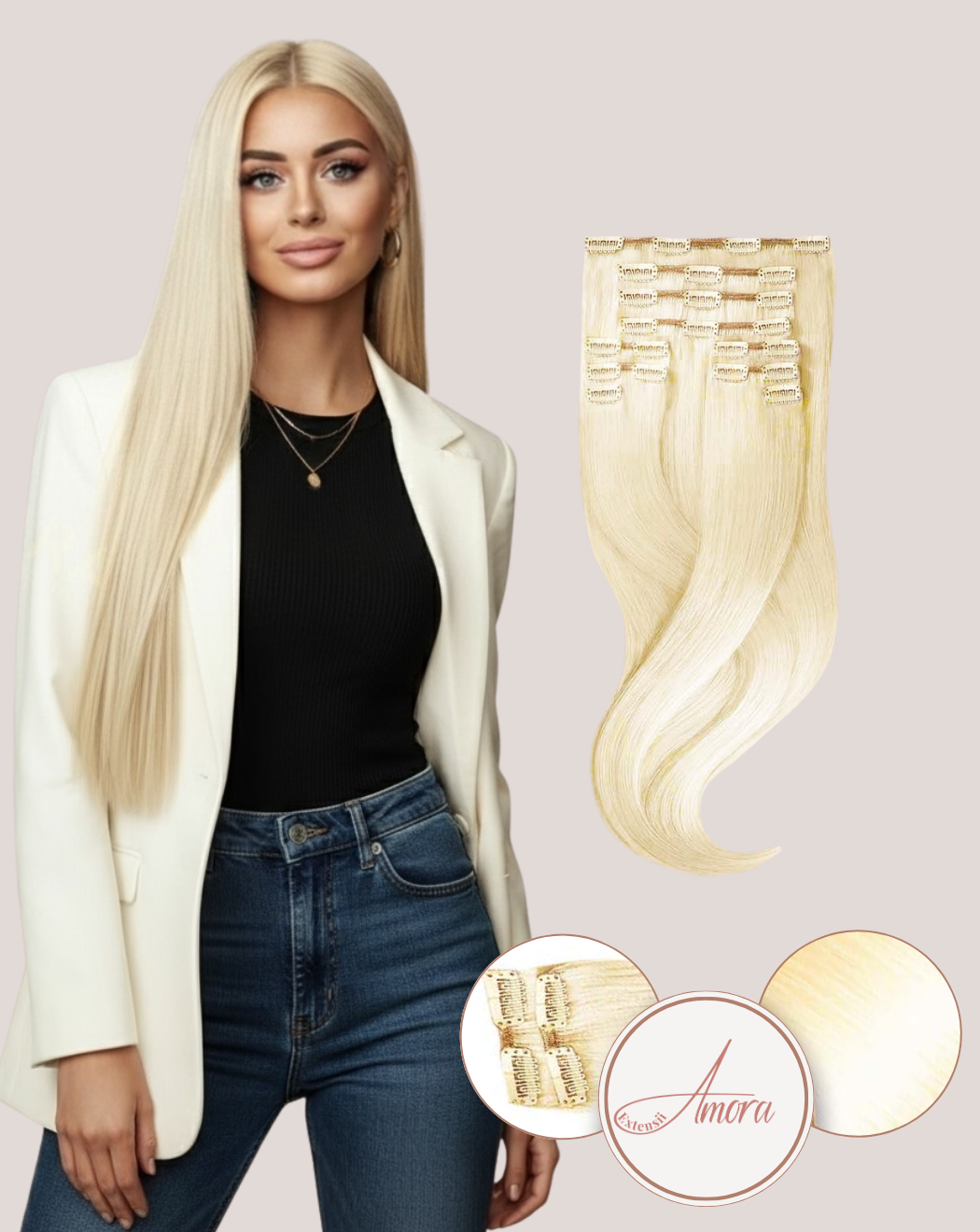 Extensii Clip On Amora Blond Auriu 20