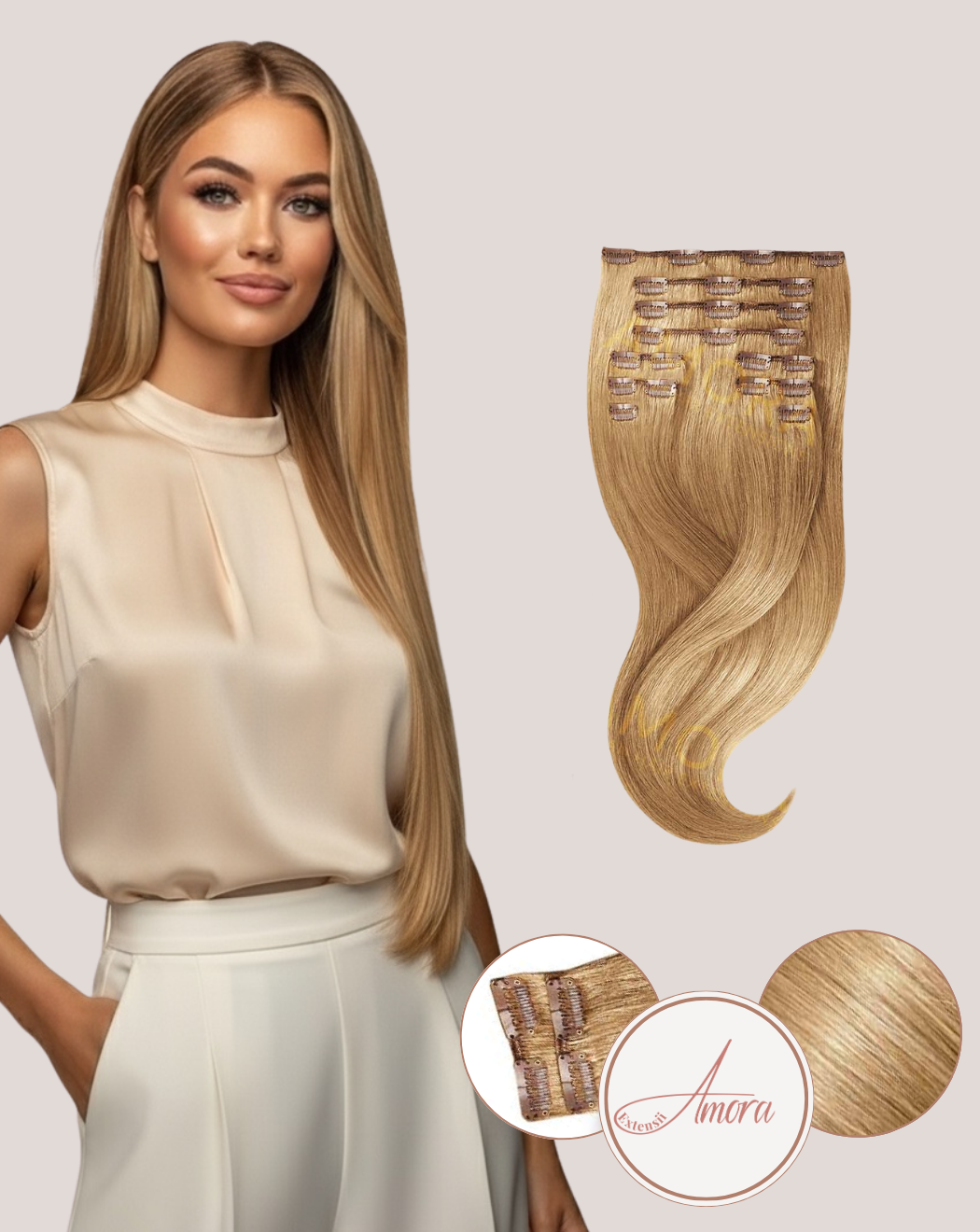 Extensii Clip On Amora Blond Nisipiu 18